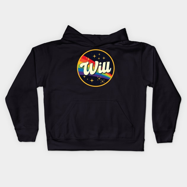 Will // Rainbow In Space Vintage Style Kids Hoodie by LMW Art